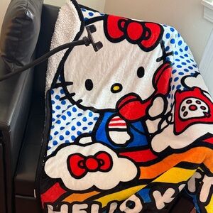 Sanrio Hello Kitty Plush Throw Blanket - Red, Blue, White, Yellow, Orange